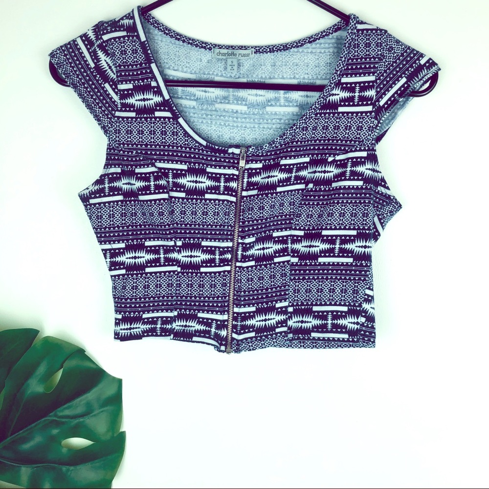 Charlotte Russe Zip Up Front Crop Top